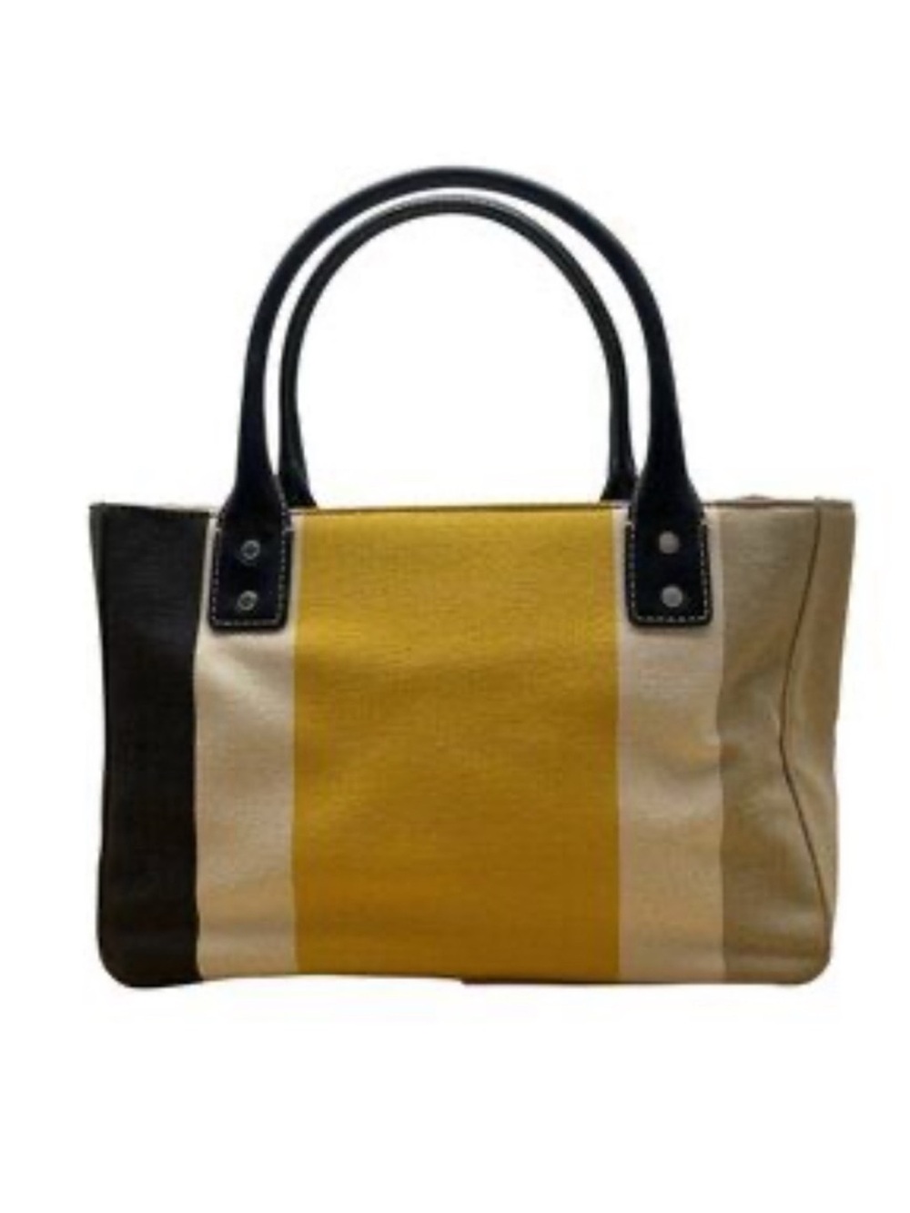 kate spade Yellow, Black and Cream Striped Canvas Tote